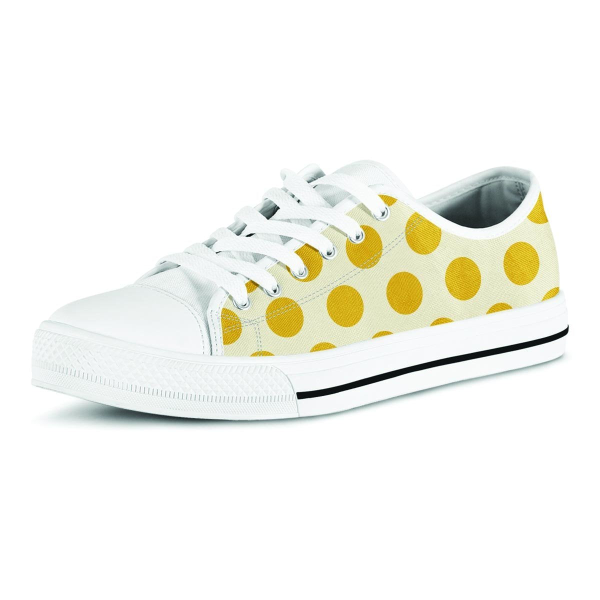 Yellow White Polka Dot Men's Low Top Shoes-grizzshop