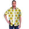 Yellow White Polka Dot Men's Short Sleeve Shirt-grizzshop