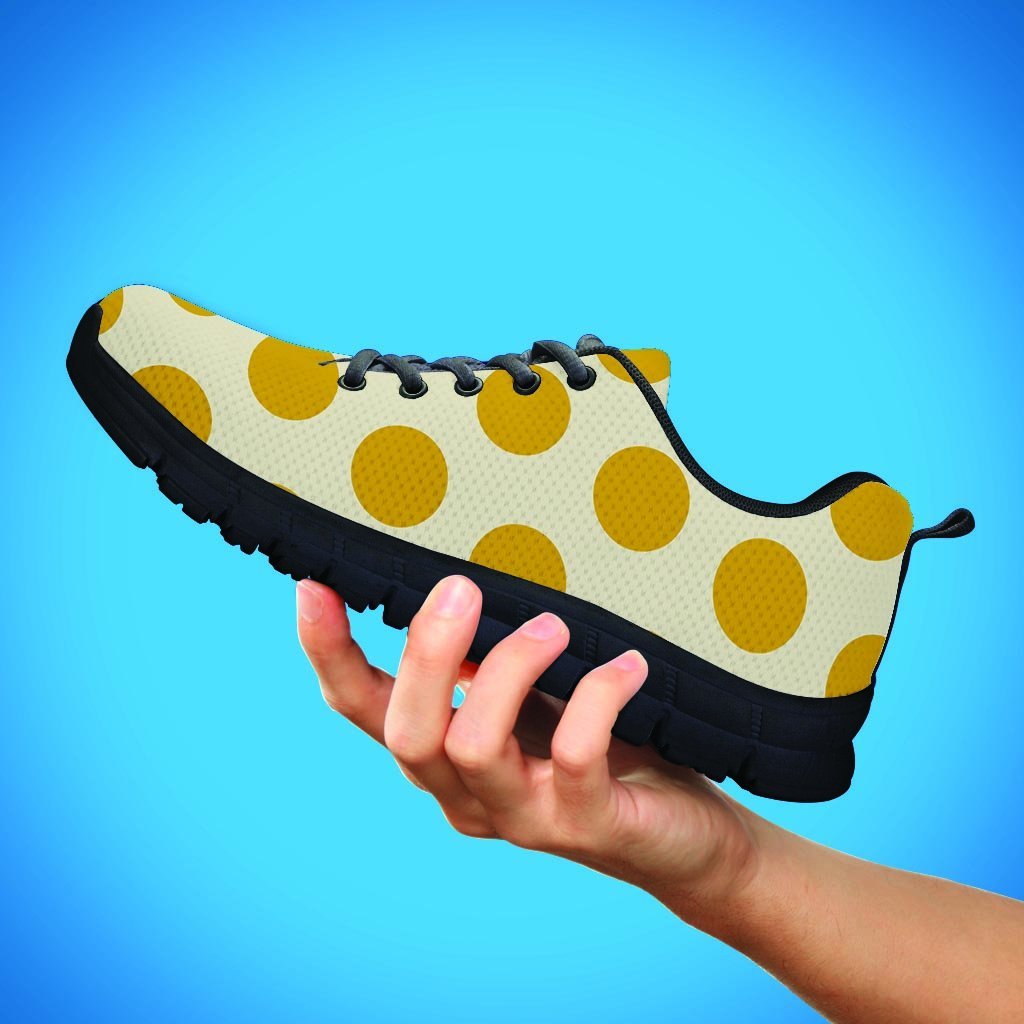 Yellow White Polka Dot Men's Sneakers-grizzshop