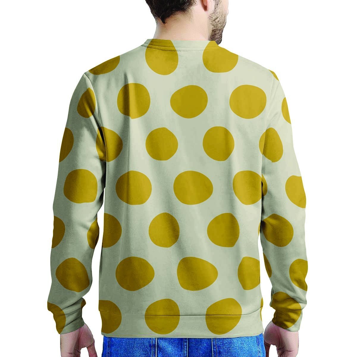 Yellow White Polka Dot Men's Sweatshirt-grizzshop