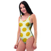 Yellow White Polka Dot One Piece Swimsuite-grizzshop