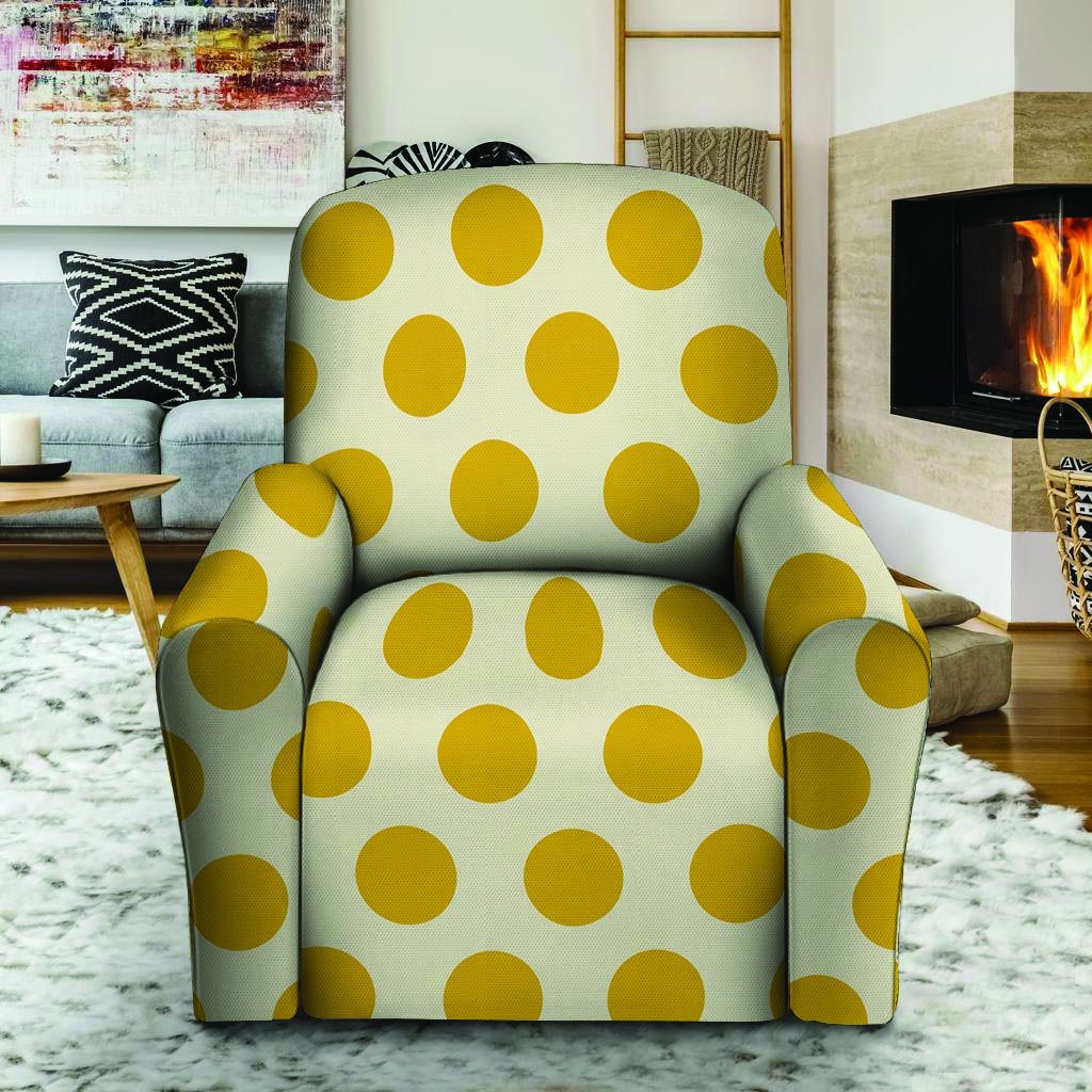 Yellow White Polka Dot Recliner Cover-grizzshop