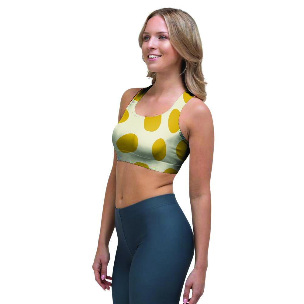 Yellow White Polka Dot Sports Bra-grizzshop