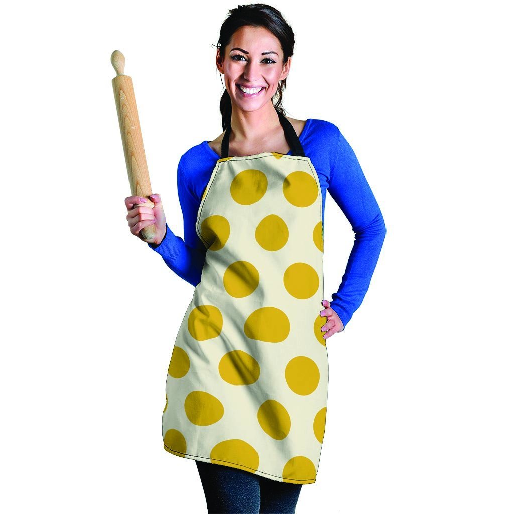 Yellow White Polka Dot Women's Apron-grizzshop