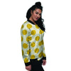 Yellow White Polka Dot Women's Bomber Jacket-grizzshop