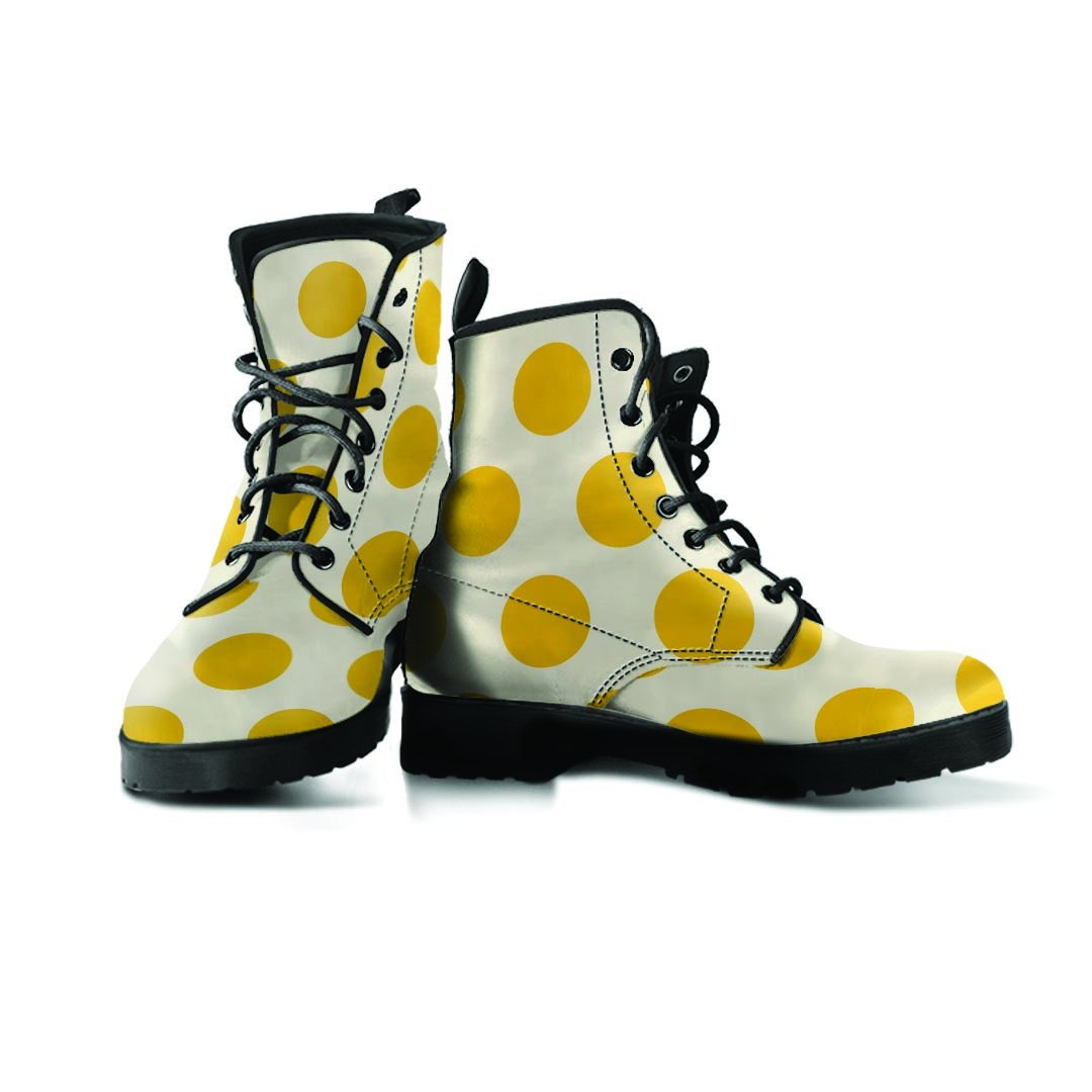 Yellow White Polka Dot Women's Boots-grizzshop