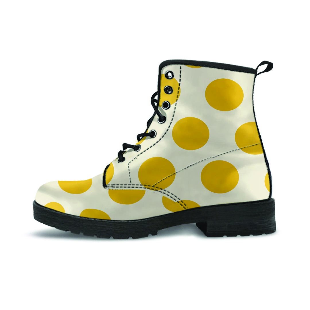 Yellow White Polka Dot Women's Boots-grizzshop