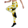 Yellow White Polka Dot Women's Leggings-grizzshop