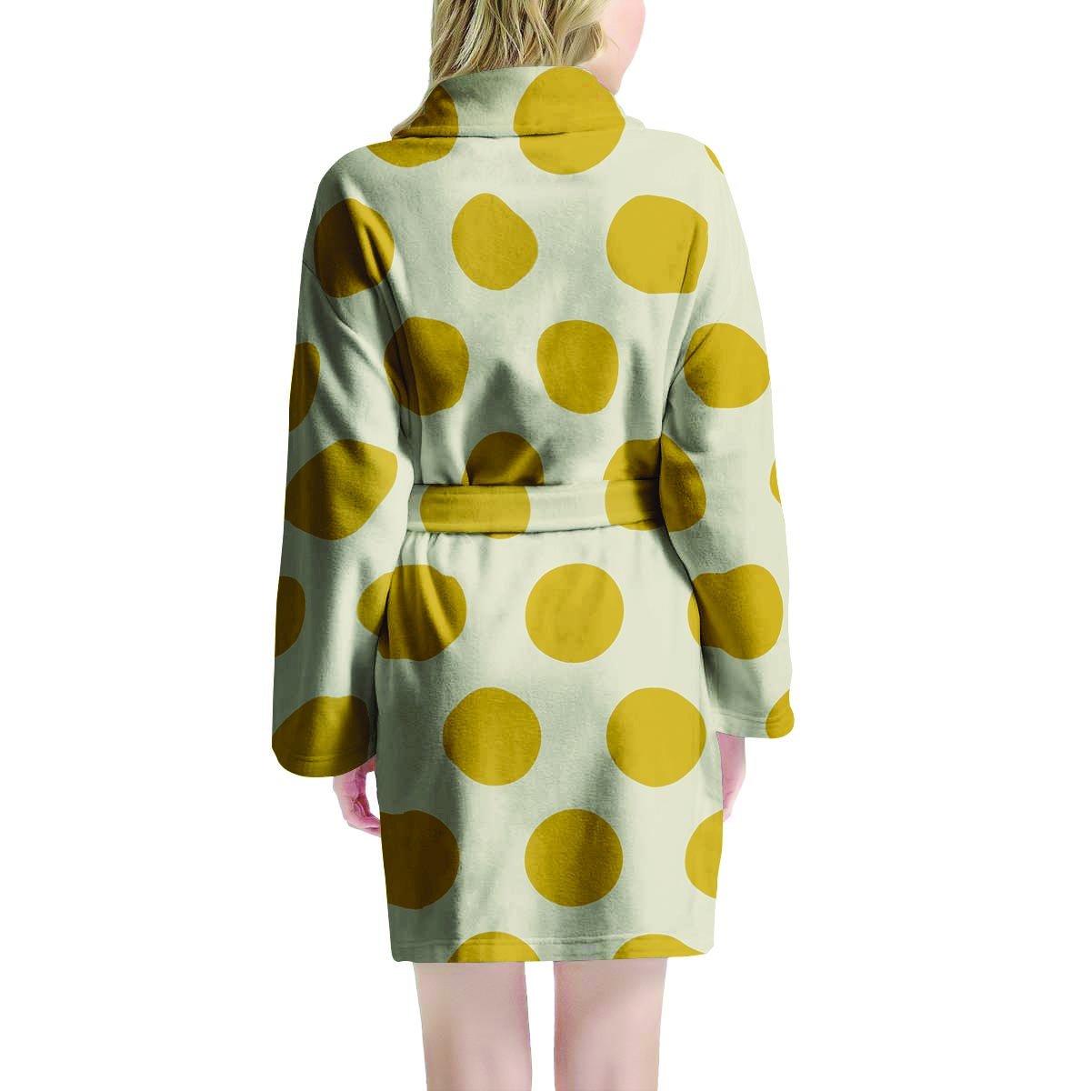 Yellow White Polka Dot Women's Robe-grizzshop