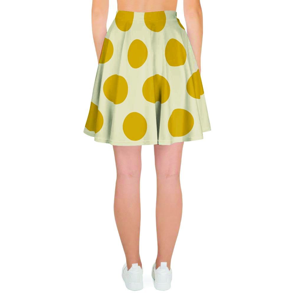 Yellow White Polka Dot Women's Skirt-grizzshop