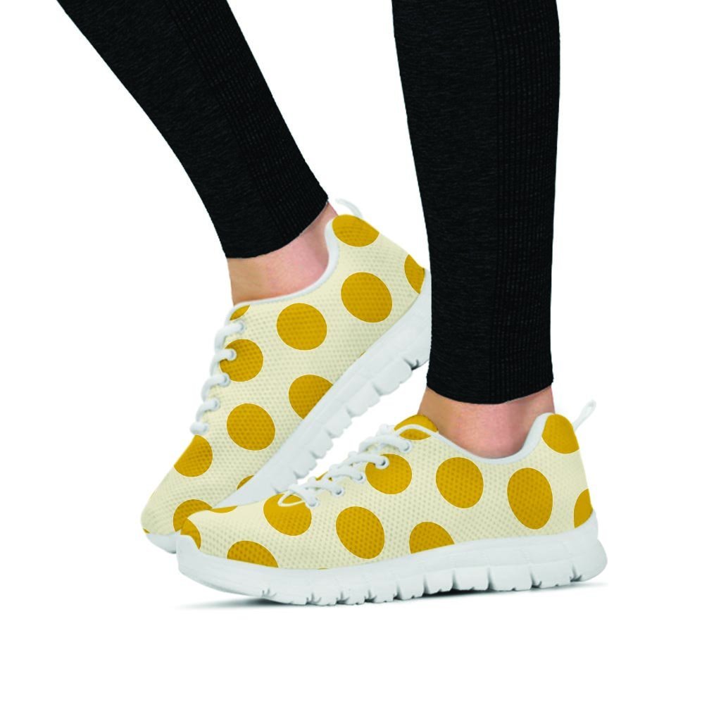 Yellow White Polka Dot Women's Sneakers-grizzshop