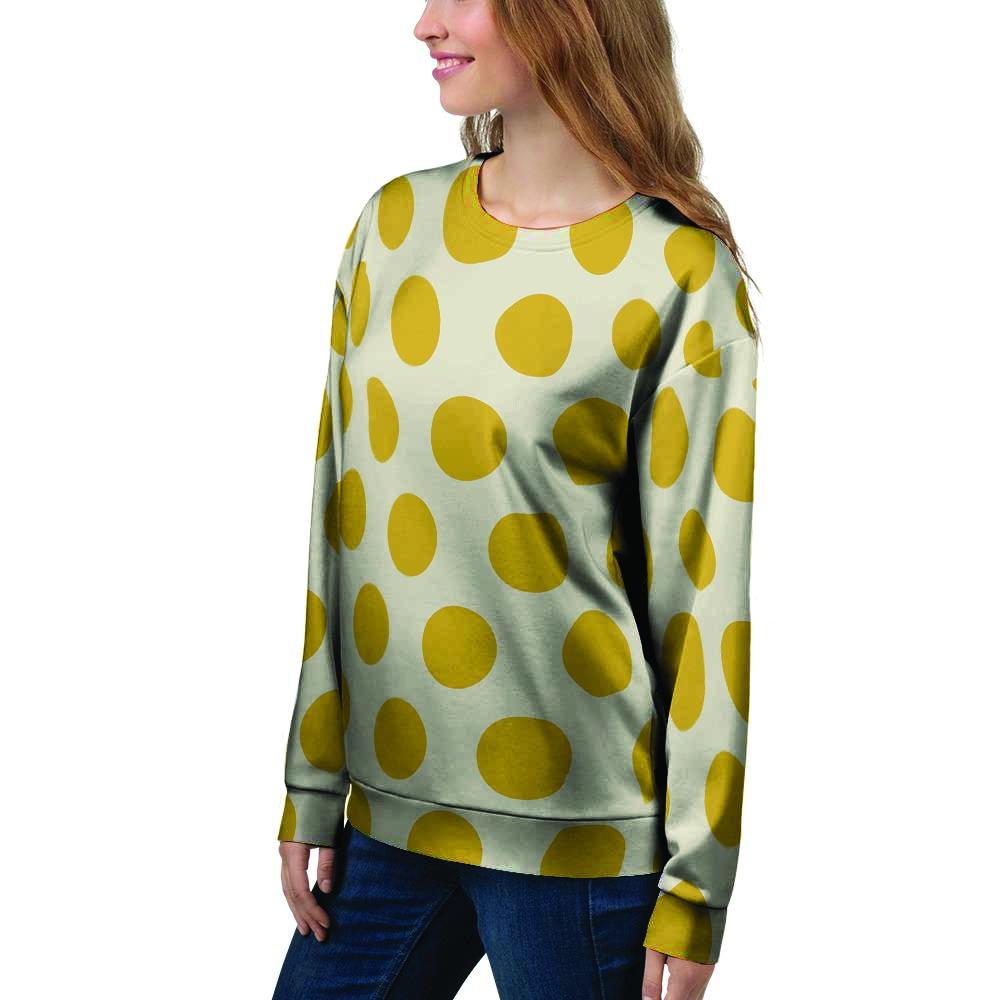 Yellow White Polka Dot Women's Sweatshirt-grizzshop