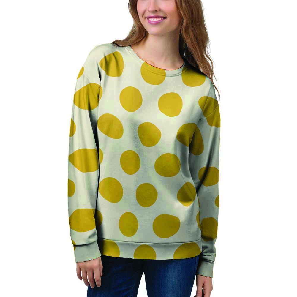 Yellow White Polka Dot Women's Sweatshirt-grizzshop