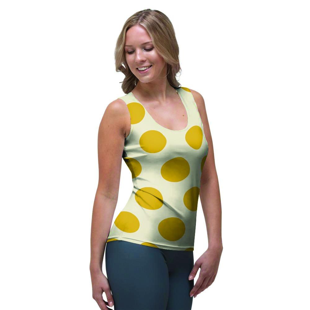 Yellow White Polka Dot Women's Tank Top-grizzshop