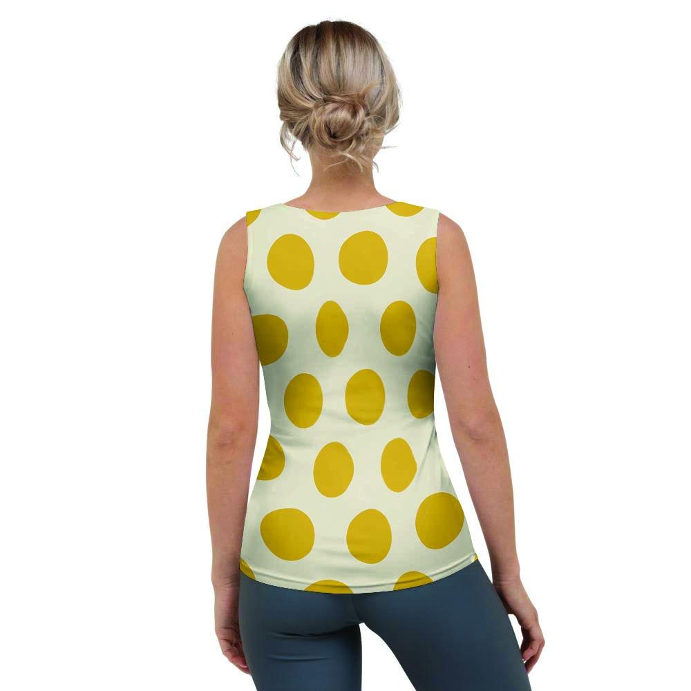 Yellow White Polka Dot Women's Tank Top-grizzshop