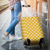 Yellow White Polka dot Pattern Print Luggage Cover Protector-grizzshop