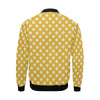 Yellow White Polka dot Pattern Print Men's Bomber Jacket-grizzshop