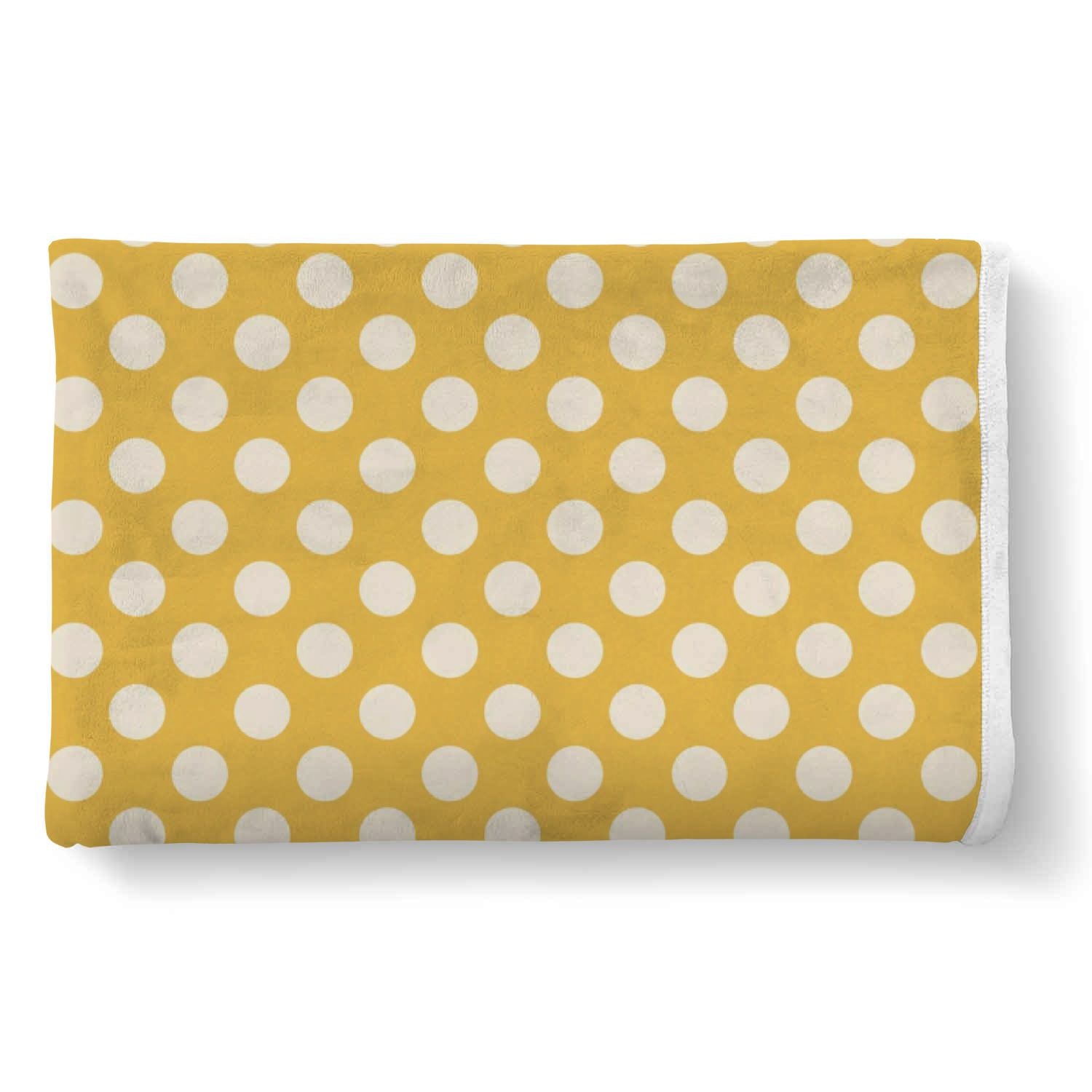 Yellow White Polka dot Pattern Print Throw Blanket-grizzshop
