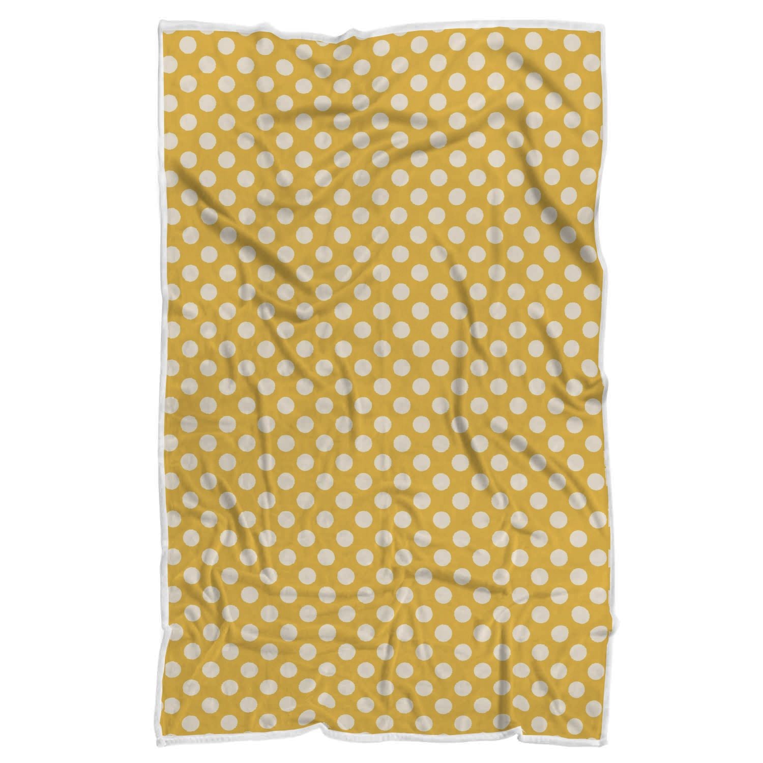 Yellow White Polka dot Pattern Print Throw Blanket-grizzshop