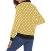 Yellow White Polka dot Pattern Print Women Casual Bomber Jacket-grizzshop