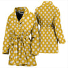 Yellow White Polka dot Pattern Print Women Long Robe-grizzshop