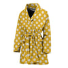 Yellow White Polka dot Pattern Print Women Long Robe-grizzshop