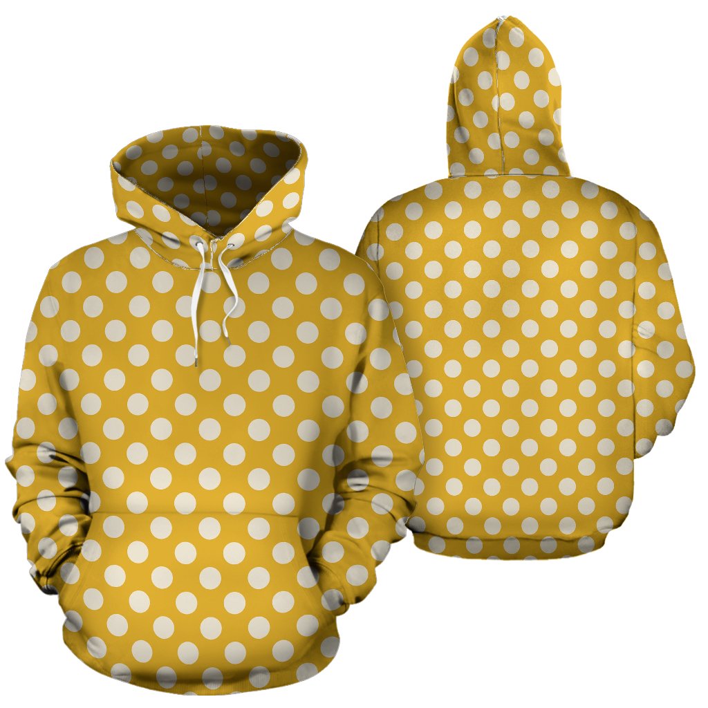 Yellow White Polka dot Pattern Print Women Men Pullover Hoodie-grizzshop