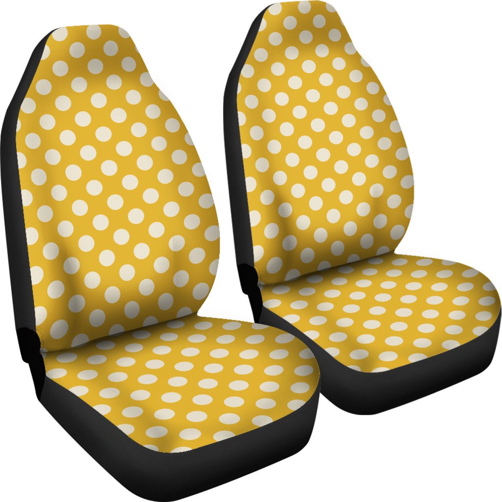 Yellow White Polka dot Universal Fit Car Seat Cover-grizzshop