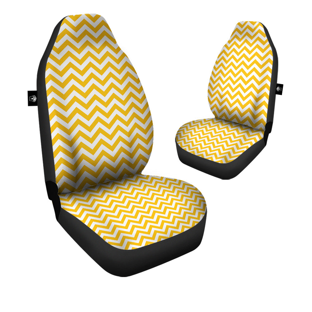 Yellow Zigzag Print Pattern Car Seat Covers-grizzshop