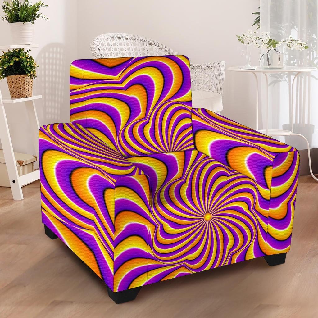 Yellow and purple spin illusion. Armchair Cover-grizzshop