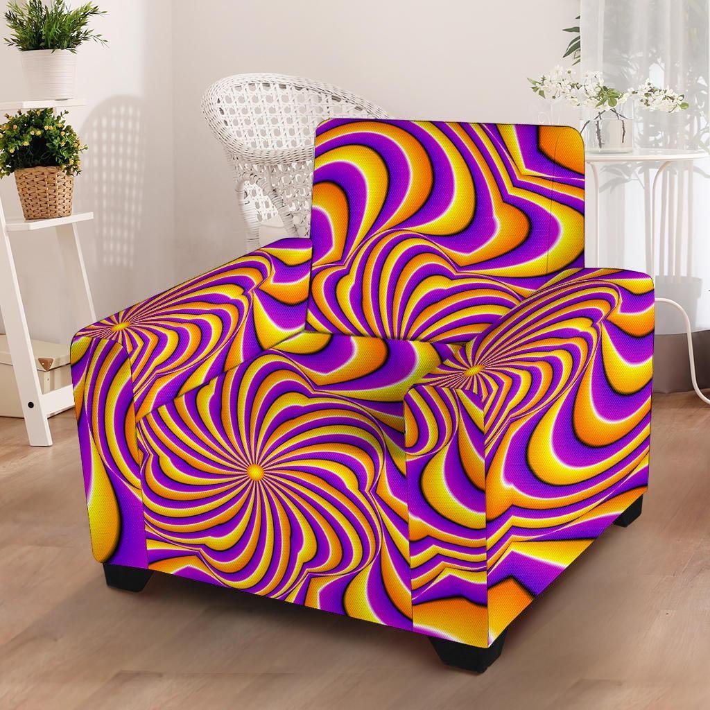 Yellow and purple spin illusion. Armchair Cover-grizzshop