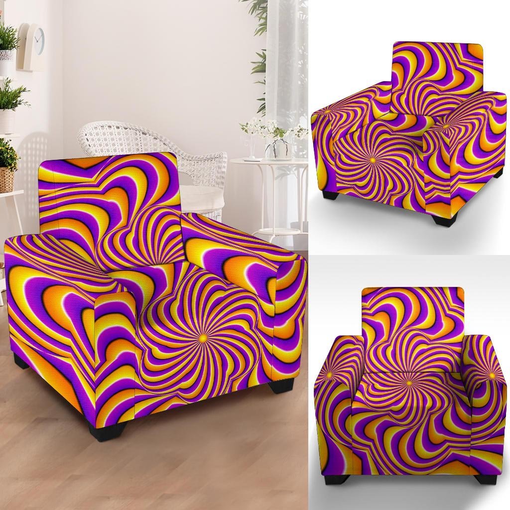 Yellow and purple spin illusion. Armchair Cover-grizzshop