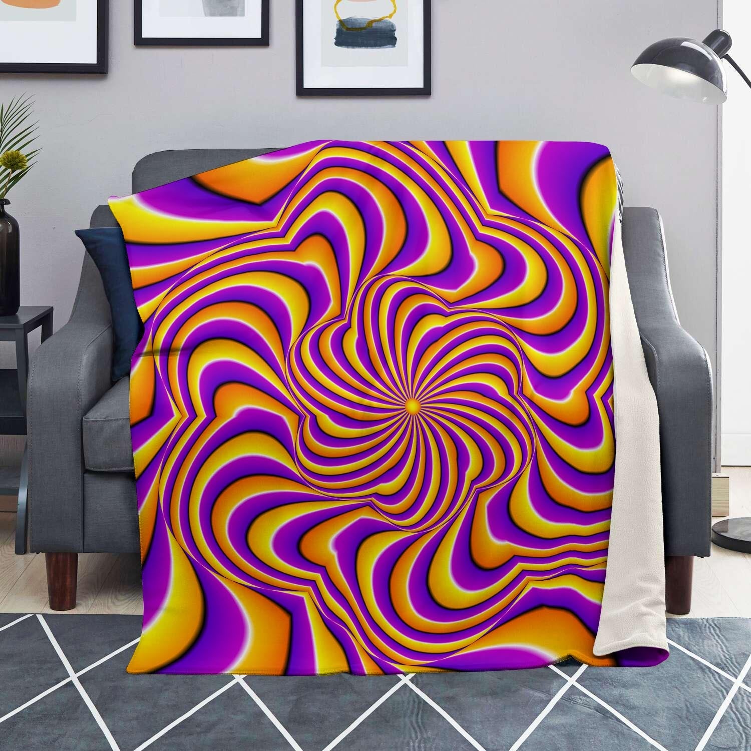 Yellow and purple spin illusion. Blanket-grizzshop