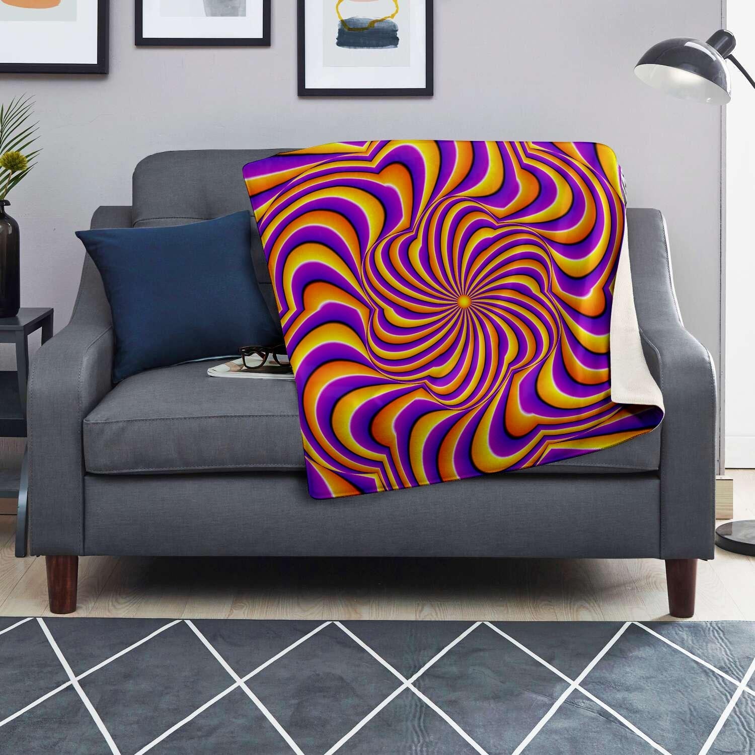 Yellow and purple spin illusion. Blanket-grizzshop