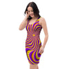 Yellow and purple spin illusion. Bodycon Dress-grizzshop