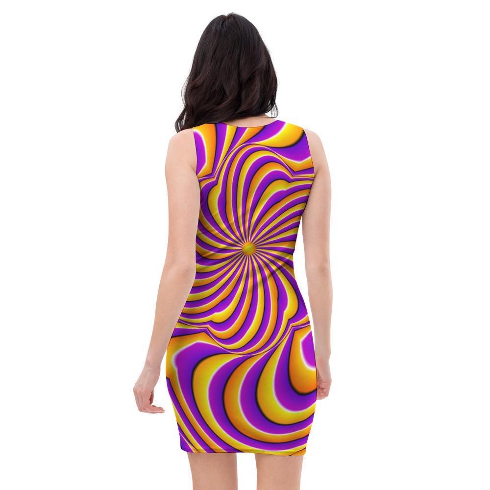 Yellow and purple spin illusion. Bodycon Dress-grizzshop