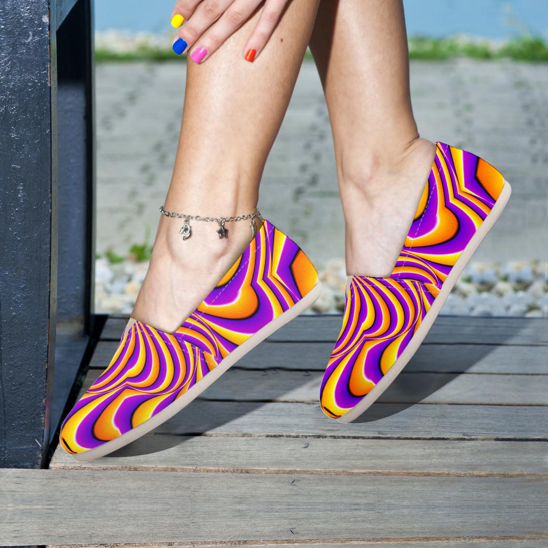 Yellow and purple spin illusion. Canvas Shoes-grizzshop