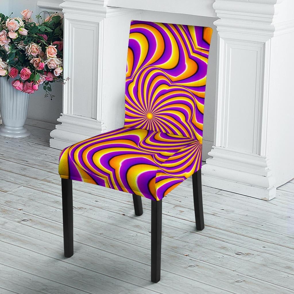 Yellow and purple spin illusion. Chair Cover-grizzshop