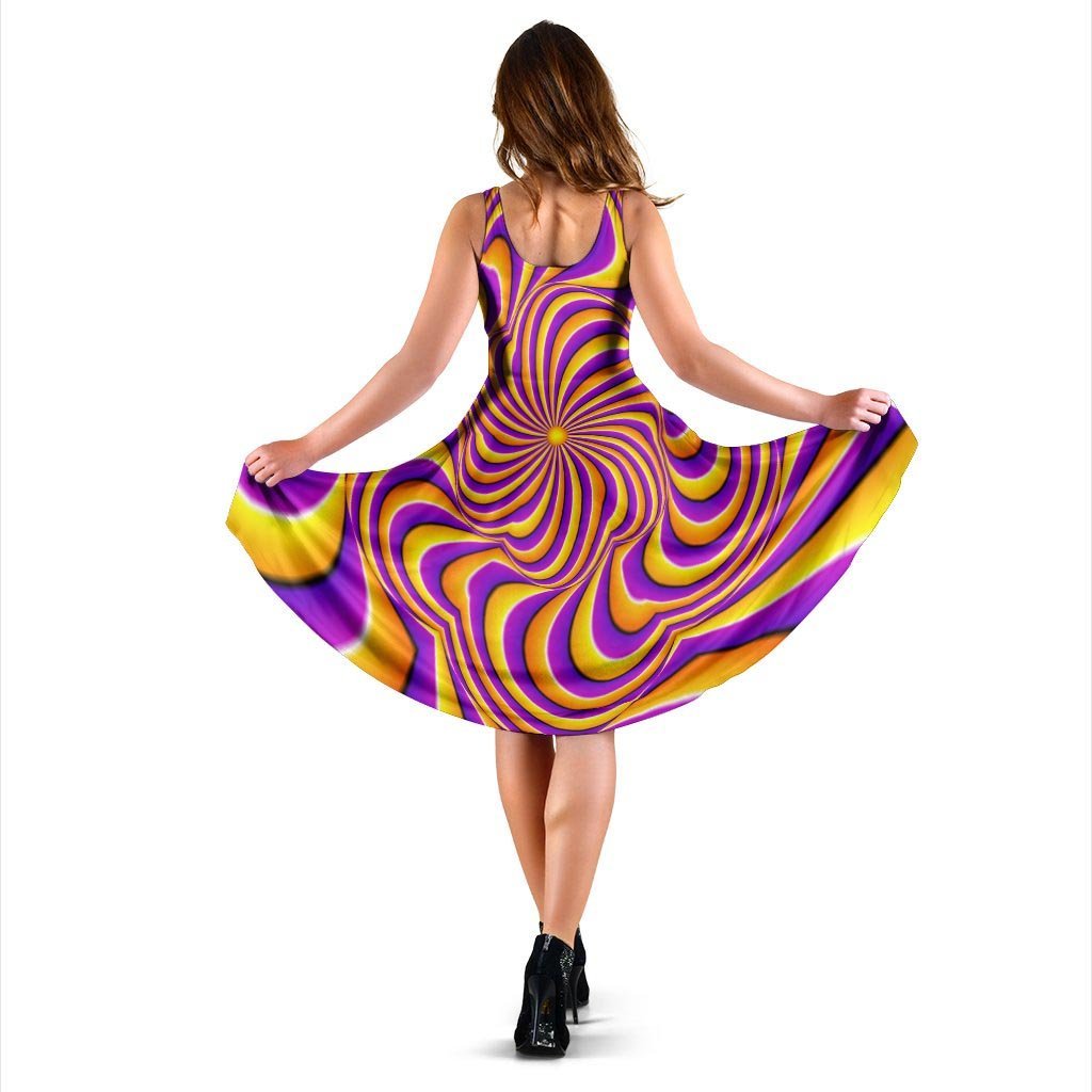 Yellow and purple spin illusion. Dress-grizzshop