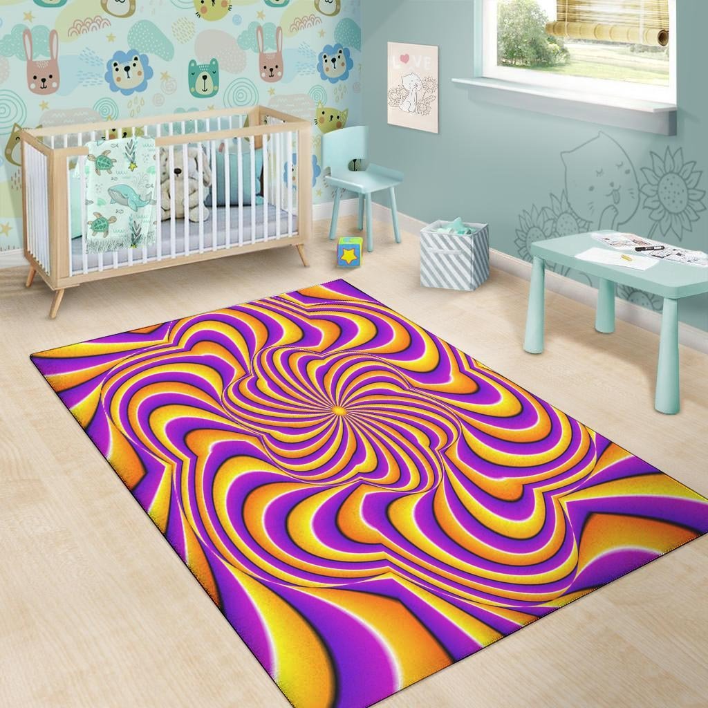 Yellow and purple spin illusion. Floor Mat-grizzshop