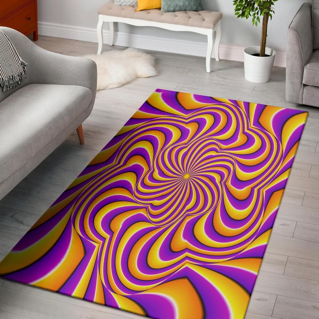 Yellow and purple spin illusion. Floor Mat-grizzshop