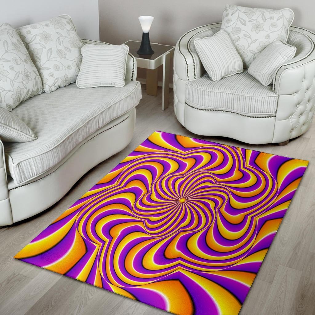 Yellow and purple spin illusion. Floor Mat-grizzshop