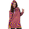 Yellow and purple spin illusion. Hoodie Dress-grizzshop