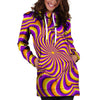 Yellow and purple spin illusion. Hoodie Dress-grizzshop