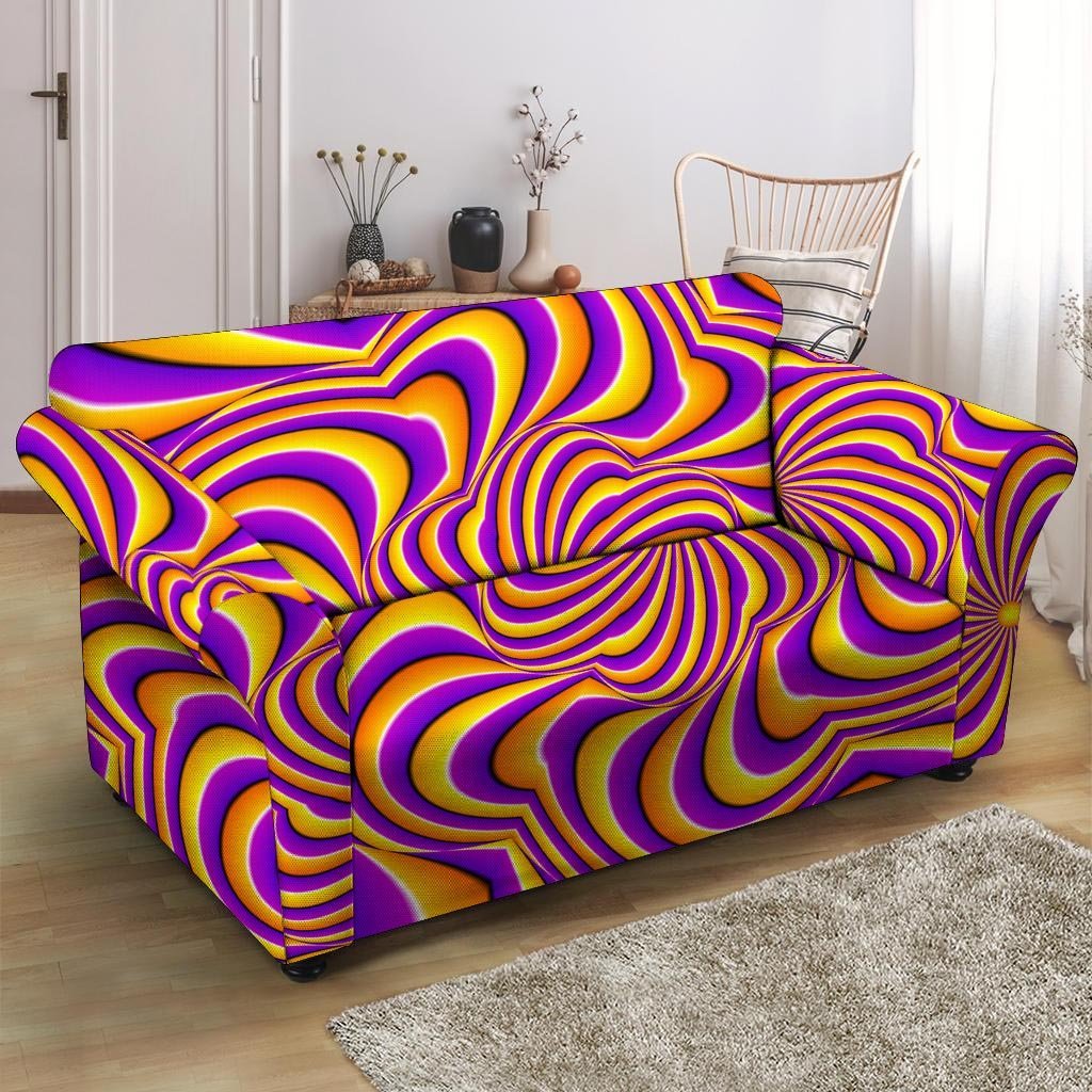 Yellow and purple spin illusion. Loveseat Cover-grizzshop