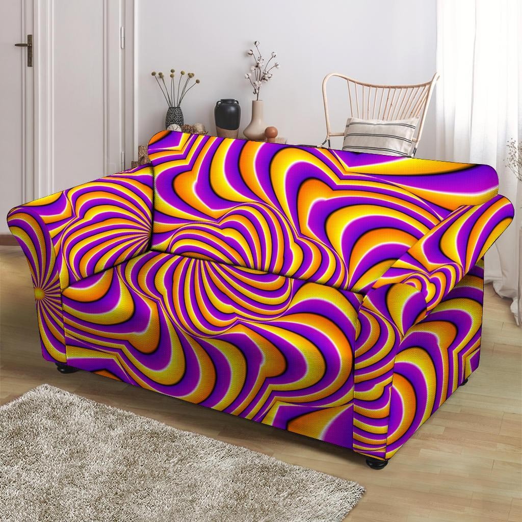 Yellow and purple spin illusion. Loveseat Cover-grizzshop