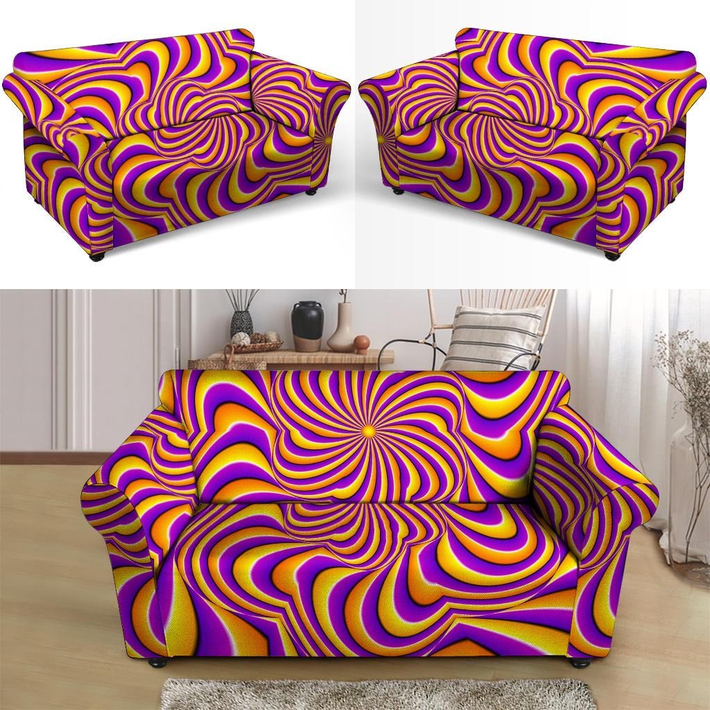 Yellow and purple spin illusion. Loveseat Cover-grizzshop