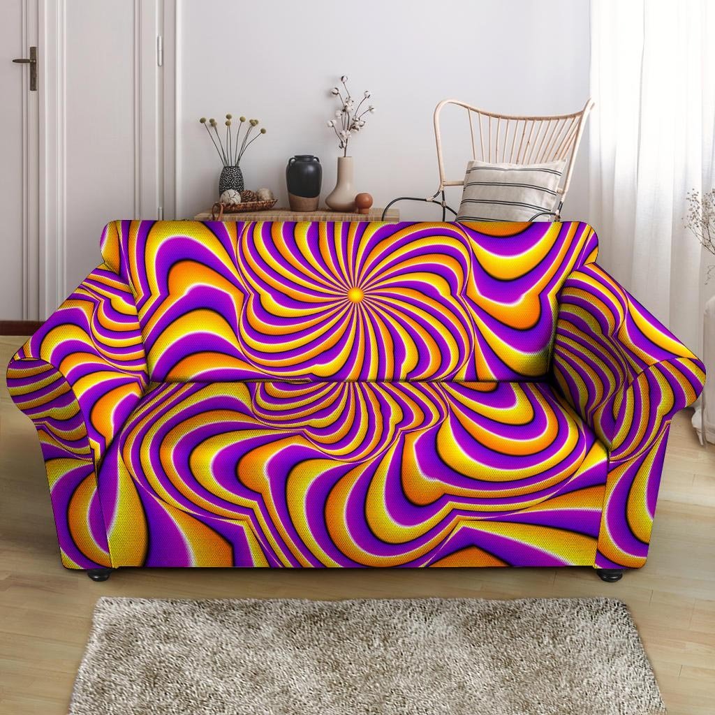 Yellow and purple spin illusion. Loveseat Cover-grizzshop