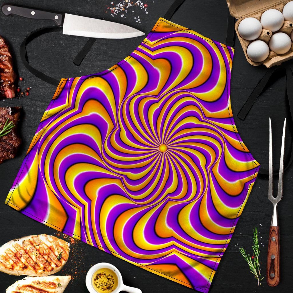 Yellow and purple spin illusion. Men's Apron-grizzshop
