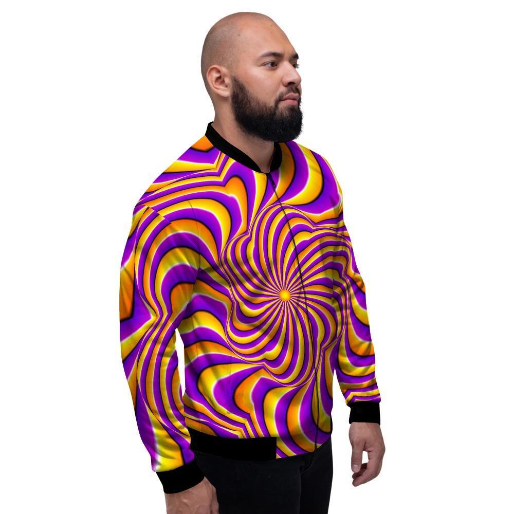 Yellow and purple spin illusion. Men's Bomber Jacket-grizzshop